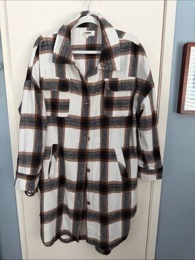 CI SONO White Plaid Long Shacket - Sz L